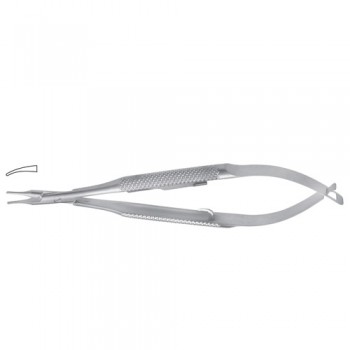 Barraquer Micro Needle Holder Curved - Delicate - Round Handle - With Lock Stainless Steel, 11.5 cm - 4 1/2"